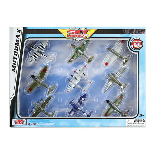 Motor Max Sky Wings ダイキャスト製飛行機模型　まとめ売り Sky Wings 9 Piece Metal Diecast Airplane Set – Military Aviation